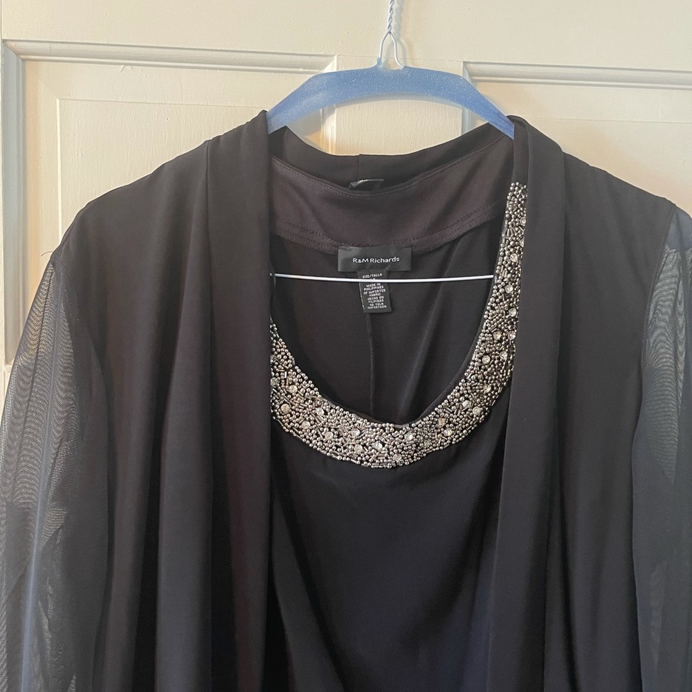 Black Jeweled Formal Sheath Dress - Picture 4 of 4